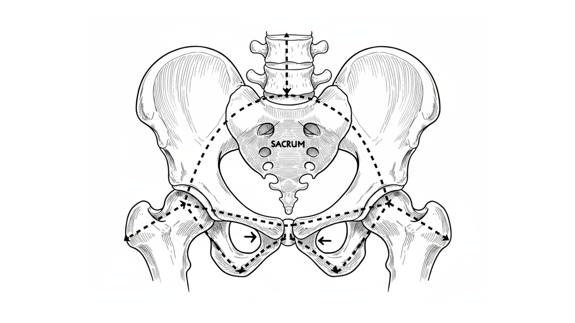 The sacrum showing pelvic structure